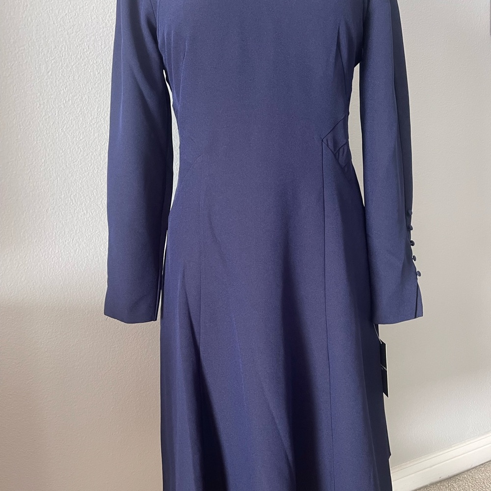 Tahari ASL Long Sleeve Navy Dress